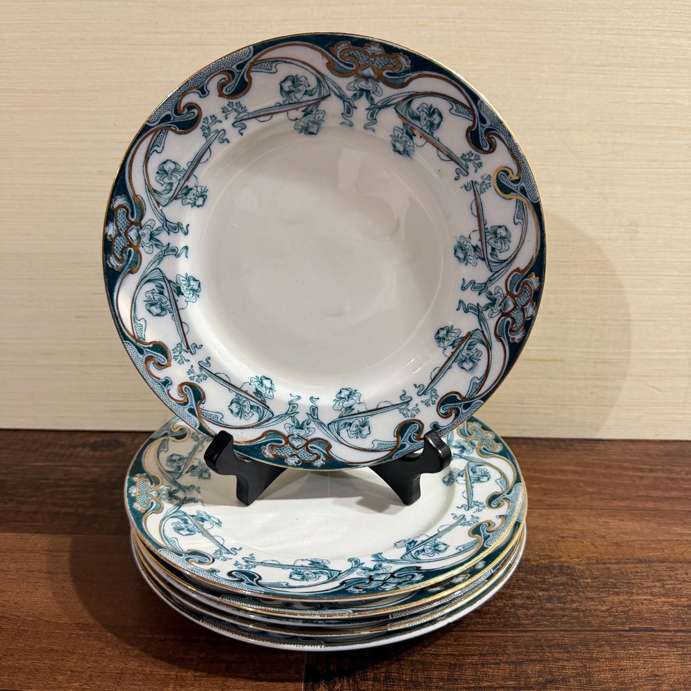 6 Antique Royal Staffordshire Iris Lunch Plates AJ Wilkinson Burslem England